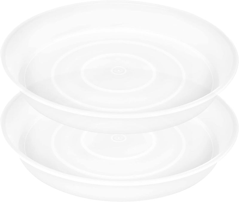 Bleuhome 2 Pack of 10 inch Plant Saucer Gray, Heavy Duty Plastic Plant Saucer 10 inch Round, Durable Plant Tray for Pots, Plant Saucers for Indoors, Plant Trays for Planter 9"/10" (10", Clear) - Image 1